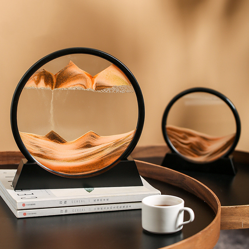Moving Sand Art Round Liquid Hourglass