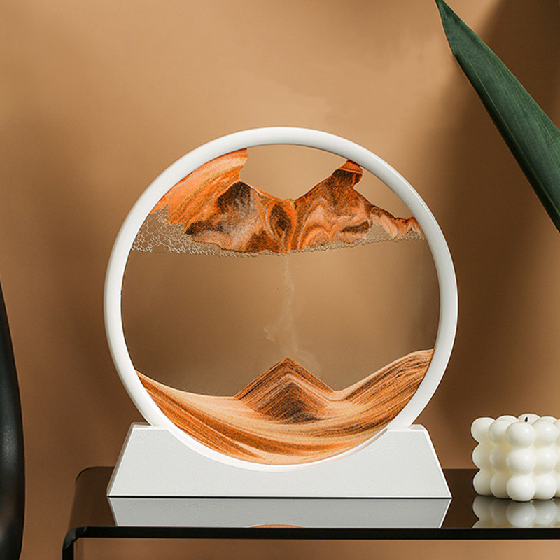 Moving Sand Art Round Liquid Hourglass