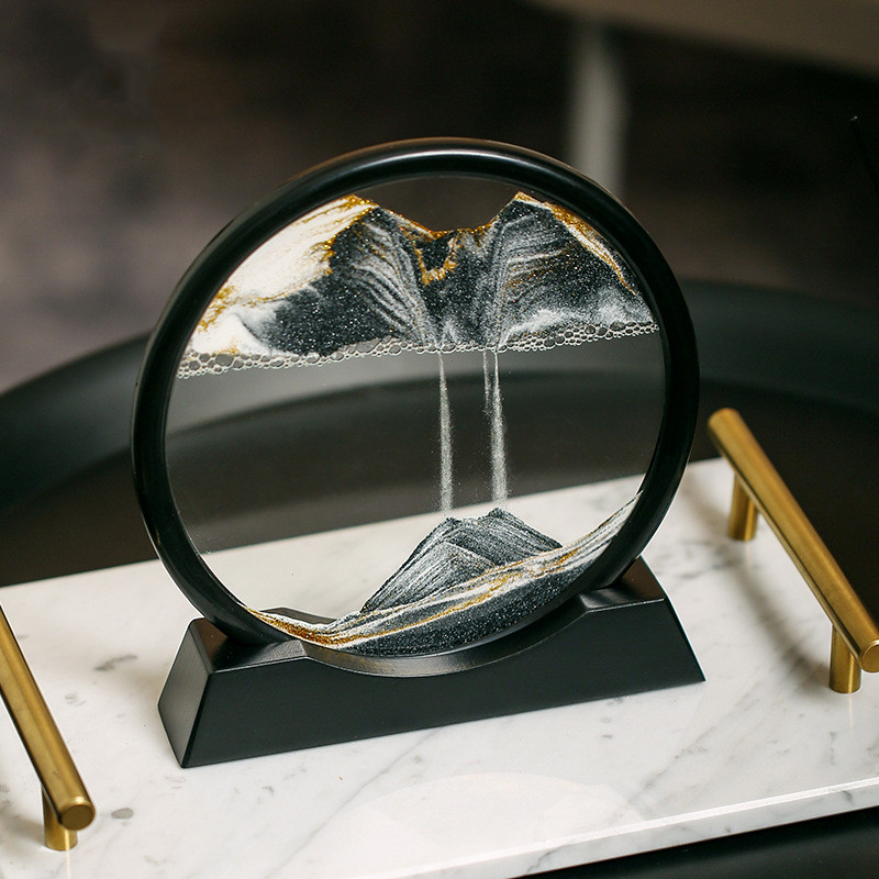 Moving Sand Art Round Liquid Hourglass